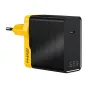 FNIRSI 65 W GaN šaltinis su Euro 230 V įėjimo įskorpa, žalia‑juosčiai dėsniai, USB‑C Power Delivery