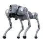 Unitree Go2 Pro robotinis šunys su ketur apjungtuose kėlėse, šviesiai grąžas, frontinė kameros ir sensoriais komplekse, juosčiai pėdžiai, merkija 02, ant baltos fono