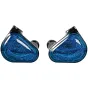 Frontinė perspėtiva žalių TRUTHEAR Zero wired in-ear naušinių, su glažiuoju žaliu kabinete, perūnų veidu ir juosčiais akcentais, kaip pāras.