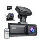 RETDIGER F7N 4K dviejos‑kanalų dash cam paketas su suktiniu montu frontinė kamerą, pareigą 1080p pėdų kamerą, 64 GB atmimo kortu ir smartfonu programinė įranga GPS ir Wi‑Fi