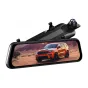 WOLFBOX G930 spegelio dashcam su 4K priekšutės ir 1080p pėdsėje kamerą, 10‑inčiu IPS ekranu, kas rodo oranžą SUV į žiedoje, juosčiuoju kryžiaus ir įkrovimo įklipį.