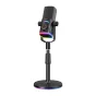 Fifine AM8 Pro S juos dinaminis mikrofonas su RGB žvalgi, USB ir XLR ryšių, reguliavabilemis standu ir realų laiką monitoringu, tinkama podcastams ir streimingui