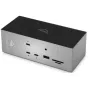 OWC Thunderbolt 5 Dual HDMI dock su juosčiuoju kryžiu ir sudrabu ąžuotį, pirminėje pusėje duoti HDMI 2.1 žymiai, 2,5 Gb Ethernet, aštri USB žymiai, UHS‑II SD ir microSD laukai, 140 W įkrovimas, mygtukuo mygtukuo ir žymus statuso