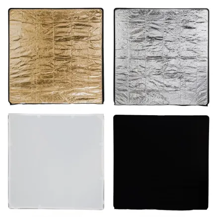 Quadralite 120x120cm set of flag fabric gold/silver/white/black